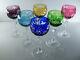 Anciennes Grand 6 Verres Calice En Cristal Couleur Taille Bayer Boheme 1950