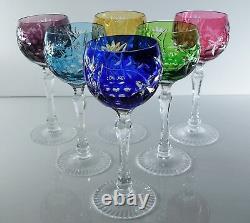 Anciennes Grand 6 Verres Calice En Cristal Couleur Taille Bayer Boheme 1950