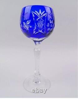 Anciennes Grand 6 Verres Calice En Cristal Couleur Taille Bayer Boheme 1950