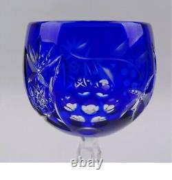 Anciennes Grand 6 Verres Calice En Cristal Couleur Taille Bayer Boheme 1950