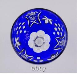 Anciennes Grand 6 Verres Calice En Cristal Couleur Taille Bayer Boheme 1950