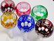 Anciennes Grand 6 Verres Calice En Cristal Couleur Taille Raisin Boheme 1950