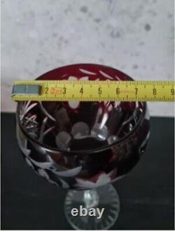 Anciennes Grand 6 Verres Calice En Cristal Couleur Taille Raisin Boheme 1950
