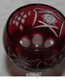 Anciennes Grand 6 Verres Calice En Cristal Couleur Taille Raisin Boheme 1950
