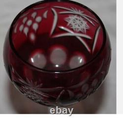 Anciennes Grand 6 Verres Calice En Cristal Couleur Taille Raisin Boheme 1950