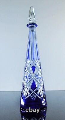 Art Déco Ancienne Carafe Cristal Double Taille Modelé Lagny Baccarat 1916