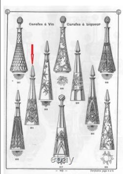 Art Déco Ancienne Carafe Cristal Double Taille Modelé Lagny Baccarat 1916