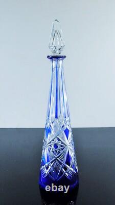 Art Déco Ancienne Carafe Cristal Double Taille Modelé Lagny Baccarat 1916