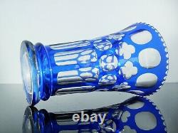 Art Deco Ancienne Grand Vase Cristal Double Couleur Bleu Taille Poli St Louis