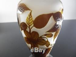 Art Nouveau /ancienne Vase Pte De Verre Dégagé L'acide Signé Era Daum Galle