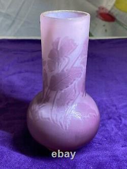 Authentique Ancien Vase Signé Galle Pte De Verre Dégage À Lacide Art Nouveau