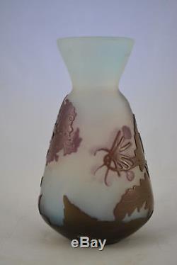 Authentique Et Ancien Vase En Pate De Verre Galle Gallé Art Nouveau 1900