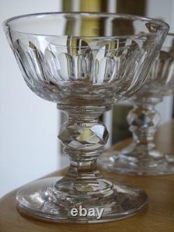 BACCARAT 19 EME CRISTAL TAILLER DIAMANT 4 ANCIENS VERRES A LIQUEUR ht 7,5 cm