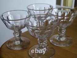 BACCARAT 19 EME CRISTAL TAILLER DIAMANT 4 ANCIENS VERRES A LIQUEUR ht 7,5 cm