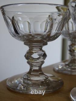 BACCARAT 19 EME CRISTAL TAILLER DIAMANT 4 ANCIENS VERRES A LIQUEUR ht 7,5 cm