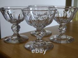 BACCARAT 19 EME CRISTAL TAILLER DIAMANT 4 ANCIENS VERRES A LIQUEUR ht 7,5 cm
