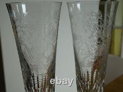 BACCARAT 2 ANCIENNES FLUTES A CHAMPAGNE CRISTAL MODELE PARME ht 17,3 cm