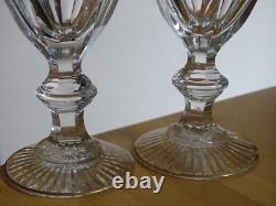 BACCARAT 2 ANCIENS VERRES A VIN BLANC CRISTAL MODELE JONZAC GOLD ht 12,8 cm