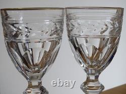 BACCARAT 2 ANCIENS VERRES A VIN BLANC CRISTAL MODELE JONZAC GOLD ht 12,8 cm