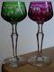 BACCARAT 2 ANCIENS VERRES A VIN DU RHIN ROEMER CRISTAL GRAPPES DE CERISES 18 cm