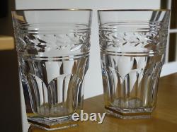 BACCARAT 2 ANCIENS VERRES GOBELET CRISTAL MODELE JONZAC GOLD ht 10,5 cm 18 cls