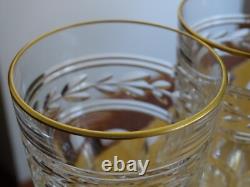 BACCARAT 2 ANCIENS VERRES GOBELET CRISTAL MODELE JONZAC GOLD ht 10,5 cm 18 cls
