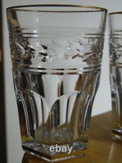 BACCARAT 2 ANCIENS VERRES GOBELET CRISTAL MODELE JONZAC GOLD ht 10,5 cm 18 cls