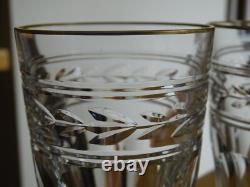 BACCARAT 2 ANCIENS VERRES GOBELET CRISTAL MODELE JONZAC GOLD ht 10,5 cm 18 cls