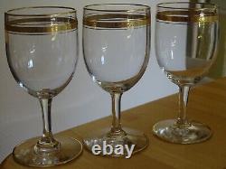 BACCARAT 3 ANCIENS VERRES A VIN CRISTAL MODELE FANTAISIE GOLD OR ht 11,8 cm