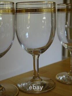 BACCARAT 3 ANCIENS VERRES A VIN CRISTAL MODELE FANTAISIE GOLD OR ht 11,8 cm