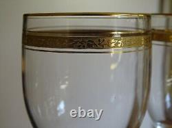 BACCARAT 3 ANCIENS VERRES A VIN CRISTAL MODELE FANTAISIE GOLD OR ht 11,8 cm