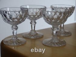 BACCARAT 4 ANCIENS VERRES A LIQUEUR EN CRISTAL TAILLER MODELE JUVISY ht 7,2 cm