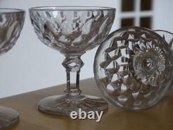 BACCARAT 4 ANCIENS VERRES A LIQUEUR EN CRISTAL TAILLER MODELE JUVISY ht 7,2 cm