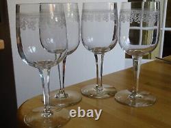 BACCARAT 4 GRANDS ANCIENS VERRES A EAU EN CRISTAL MODELE POMPADOUR ht 17,5 cm