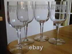 BACCARAT 4 GRANDS ANCIENS VERRES A EAU EN CRISTAL MODELE POMPADOUR ht 17,5 cm
