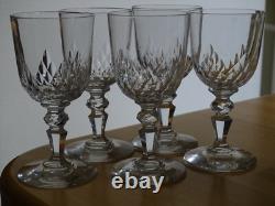 BACCARAT 5 ANCIENS VERRES A APERITIF CRISTAL JEUX D'ORGUES BISEAUX 10,5 cm 1920