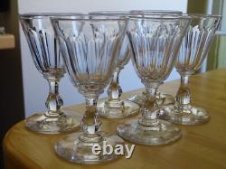BACCARAT 6 ANCIENS VERRES A APERITIF CRISTAL GONDOLE COTES PLATES ht 11,5 cm