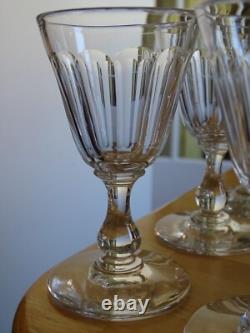 BACCARAT 6 ANCIENS VERRES A APERITIF CRISTAL GONDOLE COTES PLATES ht 11,5 cm