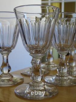 BACCARAT 6 ANCIENS VERRES A APERITIF CRISTAL GONDOLE COTES PLATES ht 11,5 cm