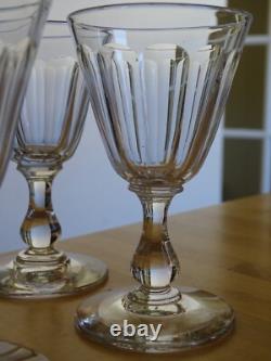 BACCARAT 6 ANCIENS VERRES A APERITIF CRISTAL GONDOLE COTES PLATES ht 11,5 cm