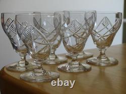 BACCARAT 6 ANCIENS VERRES A APERITIF EN CRISTAL ART DECO 8,2 cm MODELE TIMGAD