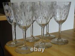 BACCARAT 6 ANCIENS VERRES A EAU EN CRISTAL MODELE MOLIERE ht 16,8 cm