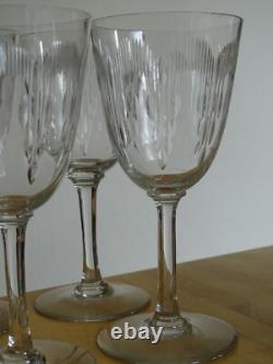 BACCARAT 6 ANCIENS VERRES A EAU EN CRISTAL MODELE MOLIERE ht 16,8 cm