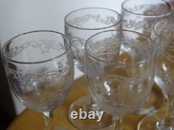 BACCARAT 6 ANCIENS VERRES A LIQUEUR CRISTAL MODELE LOUIS XV ht 8 cm