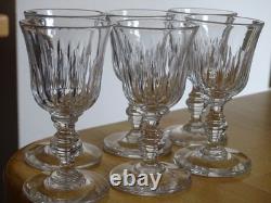 BACCARAT 6 ANCIENS VERRES A LIQUEUR CRISTAL MOD TULIPE COTES CREUSES ht 9,8 cm