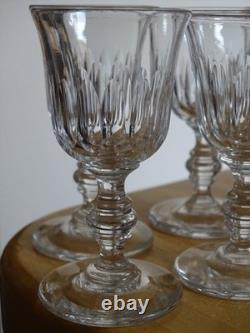 BACCARAT 6 ANCIENS VERRES A LIQUEUR CRISTAL MOD TULIPE COTES CREUSES ht 9,8 cm