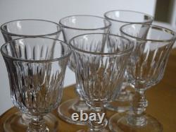 BACCARAT 6 ANCIENS VERRES A LIQUEUR CRISTAL MOD TULIPE COTES CREUSES ht 9,8 cm