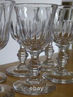 BACCARAT 6 ANCIENS VERRES A LIQUEUR CRISTAL MOD TULIPE COTES CREUSES ht 9,8 cm