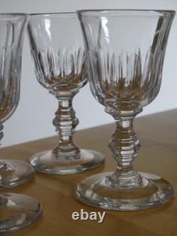BACCARAT 6 ANCIENS VERRES A LIQUEUR CRISTAL MOD TULIPE COTES CREUSES ht 9,8 cm