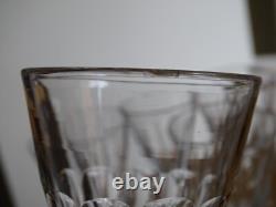 BACCARAT 6 ANCIENS VERRES A VIN CRISTAL CONIQUE BALUSTRE COTES PLATES 12 cm